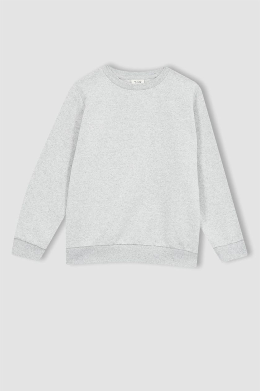 BOYS & TEENS Light Grey Melange قماش سميك قصة عادية