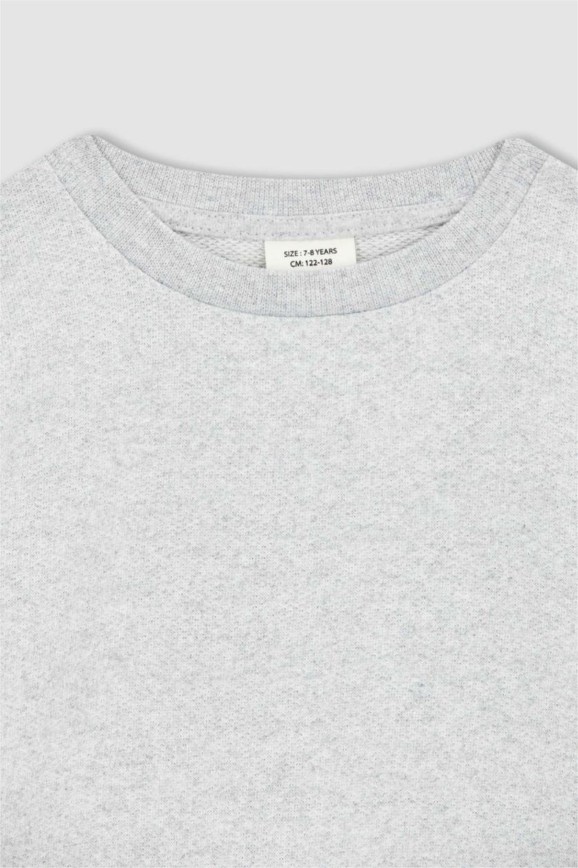 BOYS & TEENS Light Grey Melange قماش سميك قصة عادية