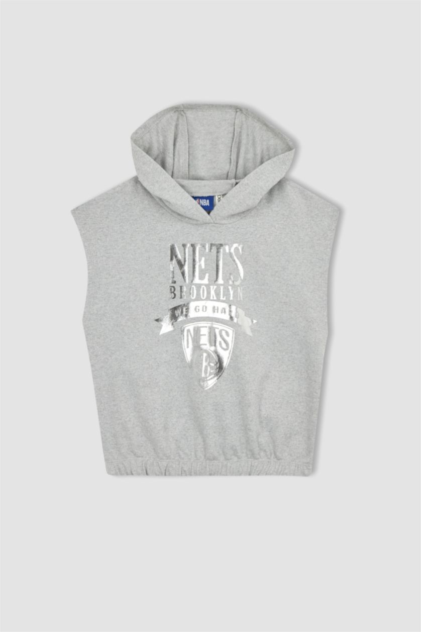 Дівчачий Сірий меланж Світшот Nba Brooklyn Nets для дівчаток