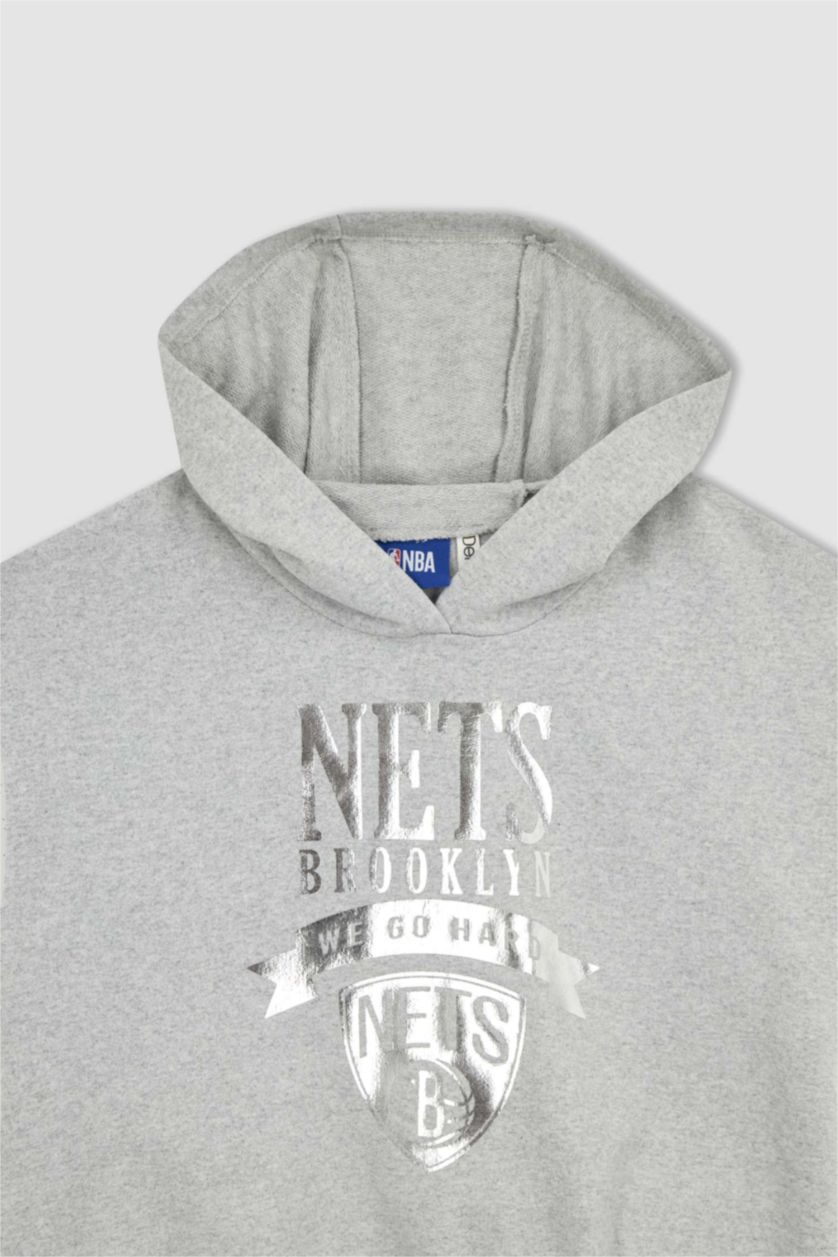 Дівчачий Сірий меланж Світшот Nba Brooklyn Nets для дівчаток