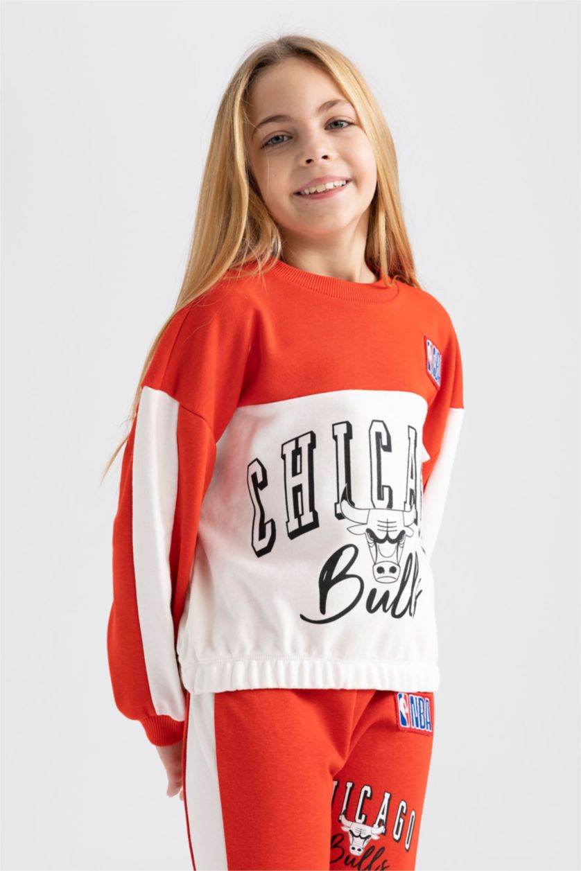 GIRLS & TEENS Red Girls NBA Chicago Bulls Relax Fit Sweatshirt
