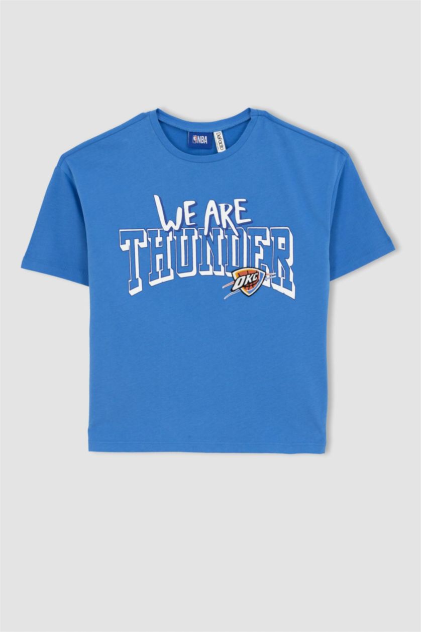 Kız Çocuk - Genç Kız Mavi Kız Çocuk NBA Oklahoma City Thunder Oversize Fit Kısa Kollu Tişört
