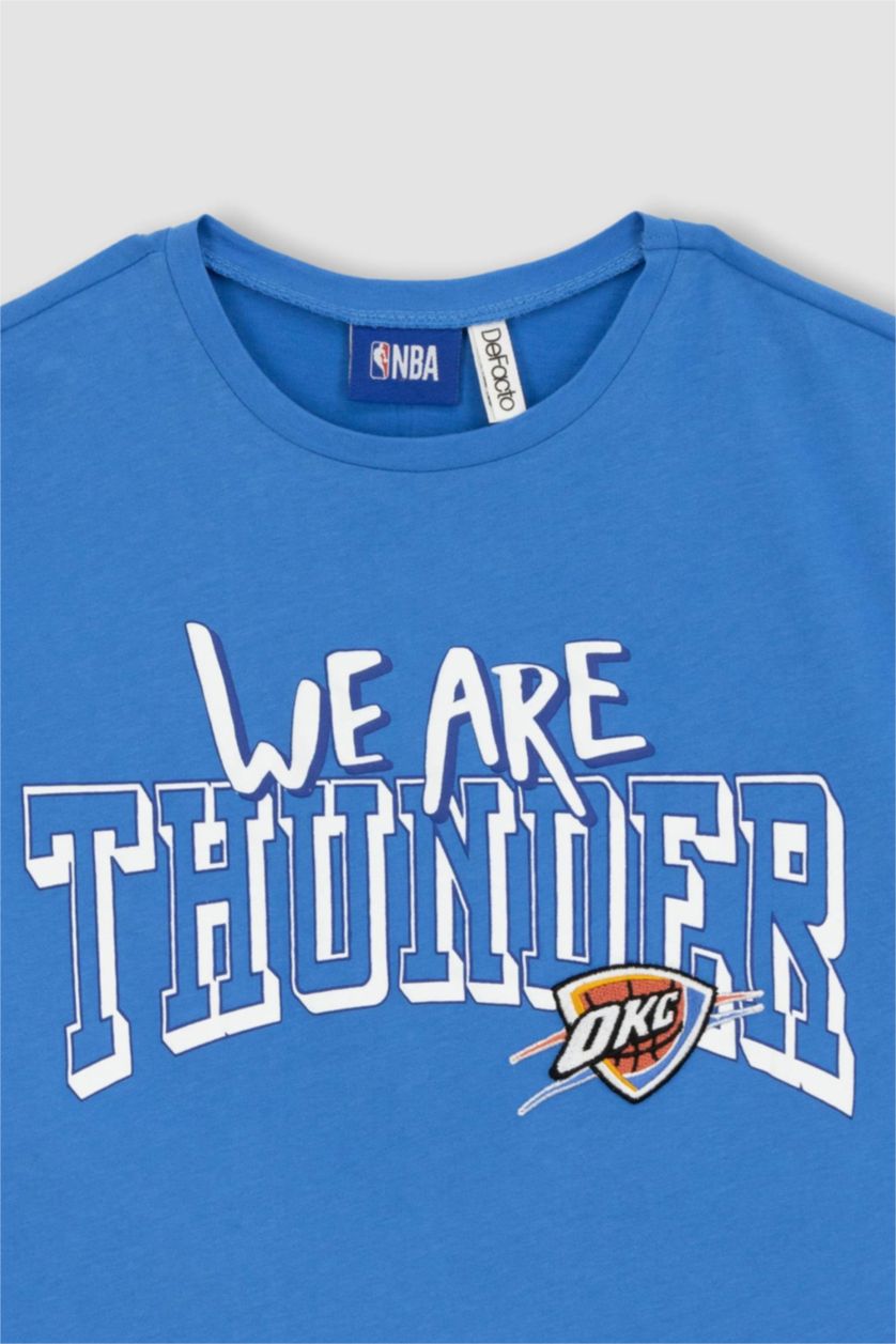 Kız Çocuk - Genç Kız Mavi Kız Çocuk NBA Oklahoma City Thunder Oversize Fit Kısa Kollu Tişört