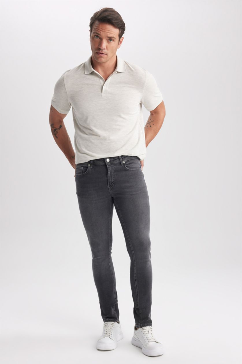 HOMME Gris Pantalon Jean PEDRO - Coupe slim en jean Ourlet étroit