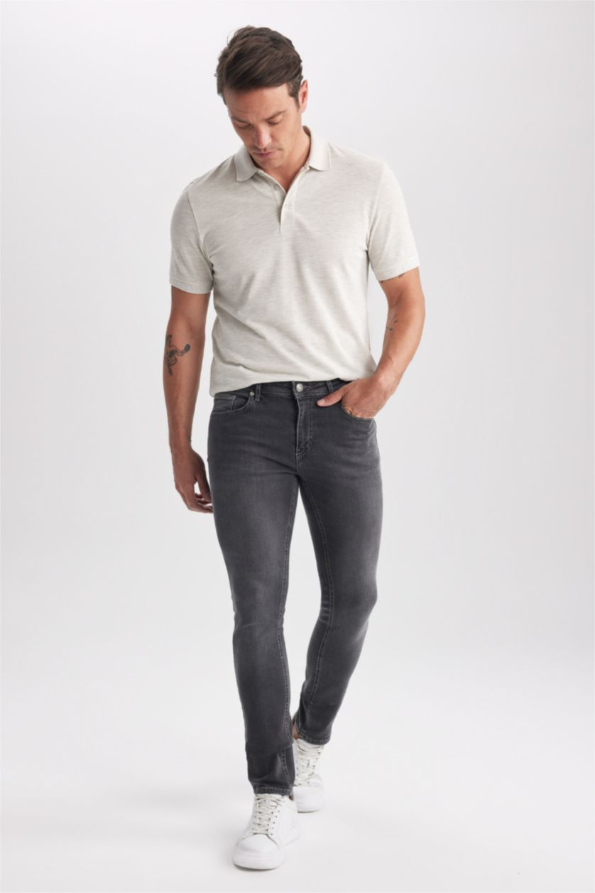 HOMME Gris Pantalon Jean PEDRO - Coupe slim en jean Ourlet étroit