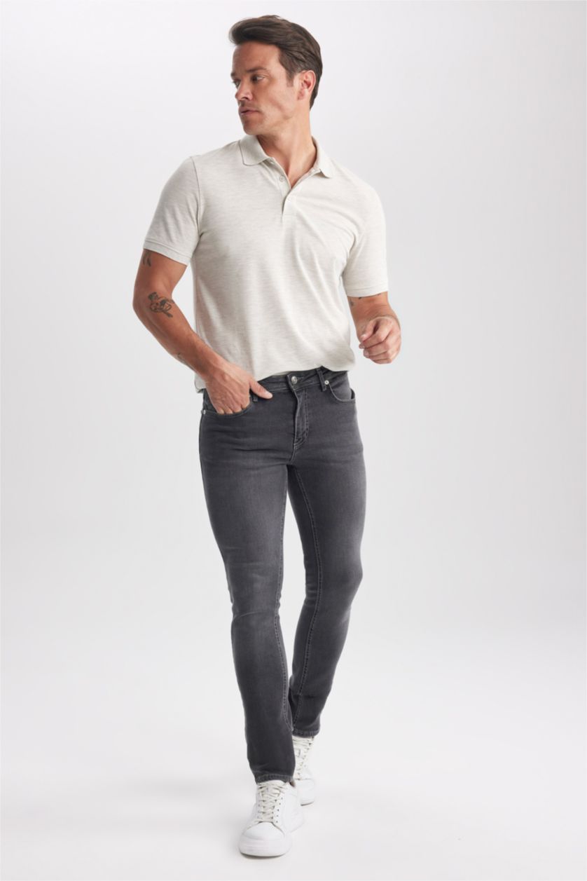 HOMME Gris Pantalon Jean PEDRO - Coupe slim en jean Ourlet étroit