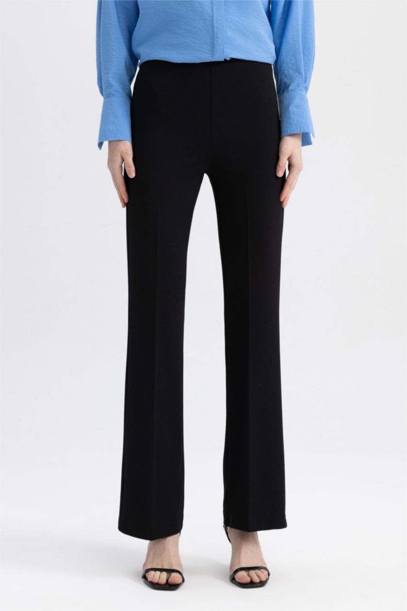 نساء أسود بنطلون كريب برجل عريض