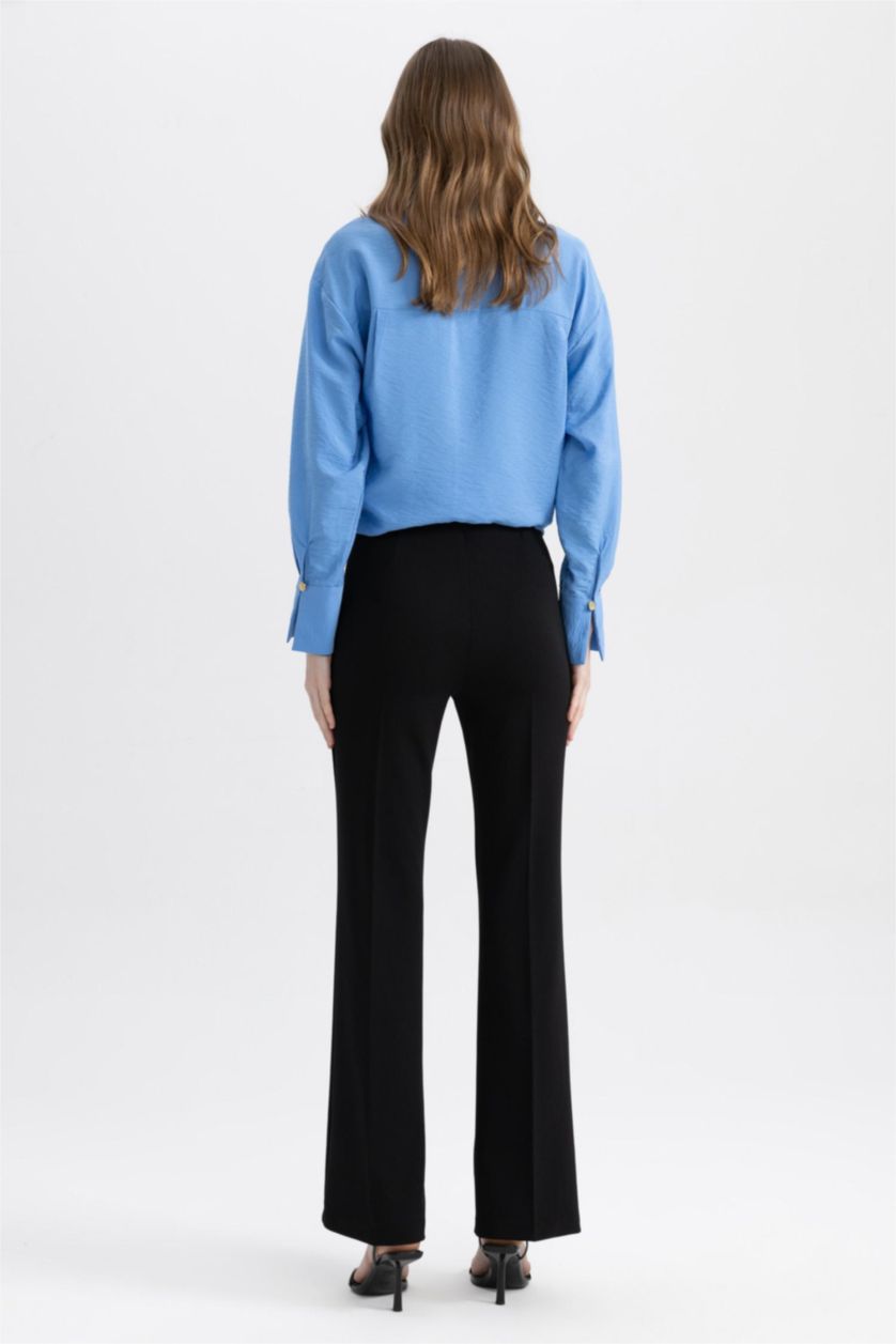 نساء أسود بنطلون كريب برجل عريض