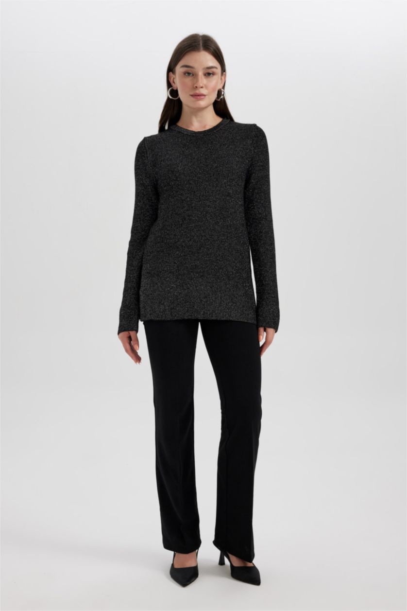 WOMAN Black İspanyol Paça Krep Pantolon