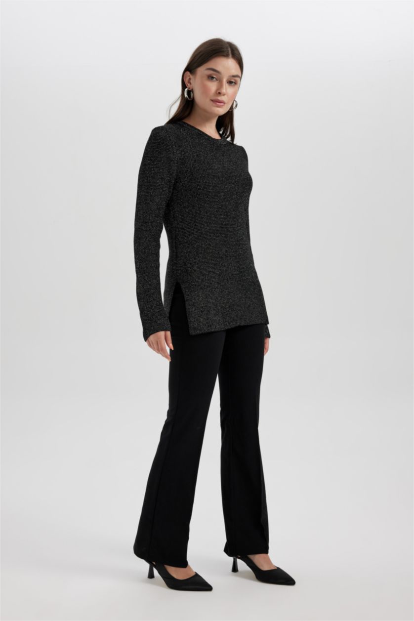 WOMAN Black İspanyol Paça Krep Pantolon