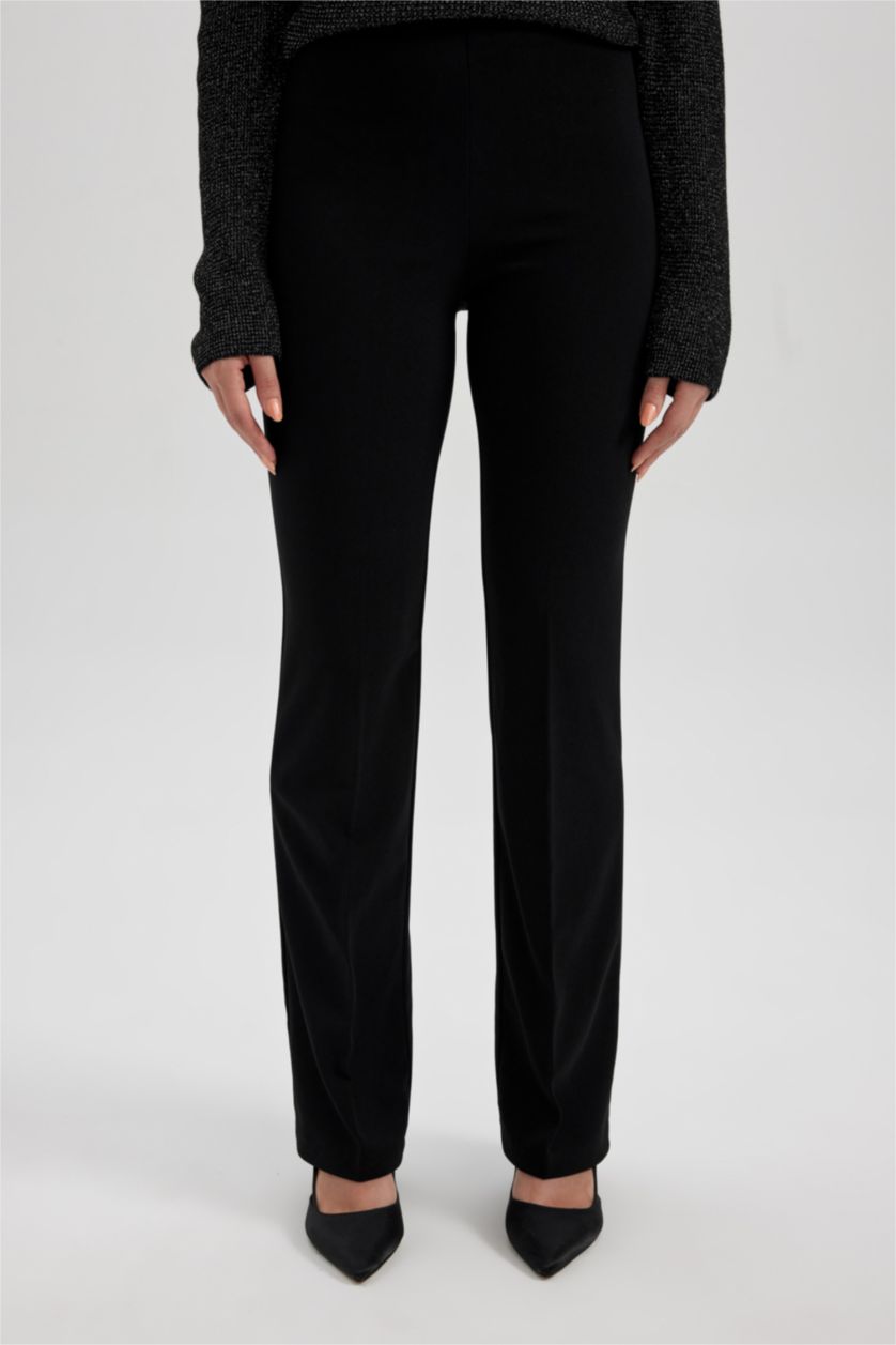WOMAN Black İspanyol Paça Krep Pantolon
