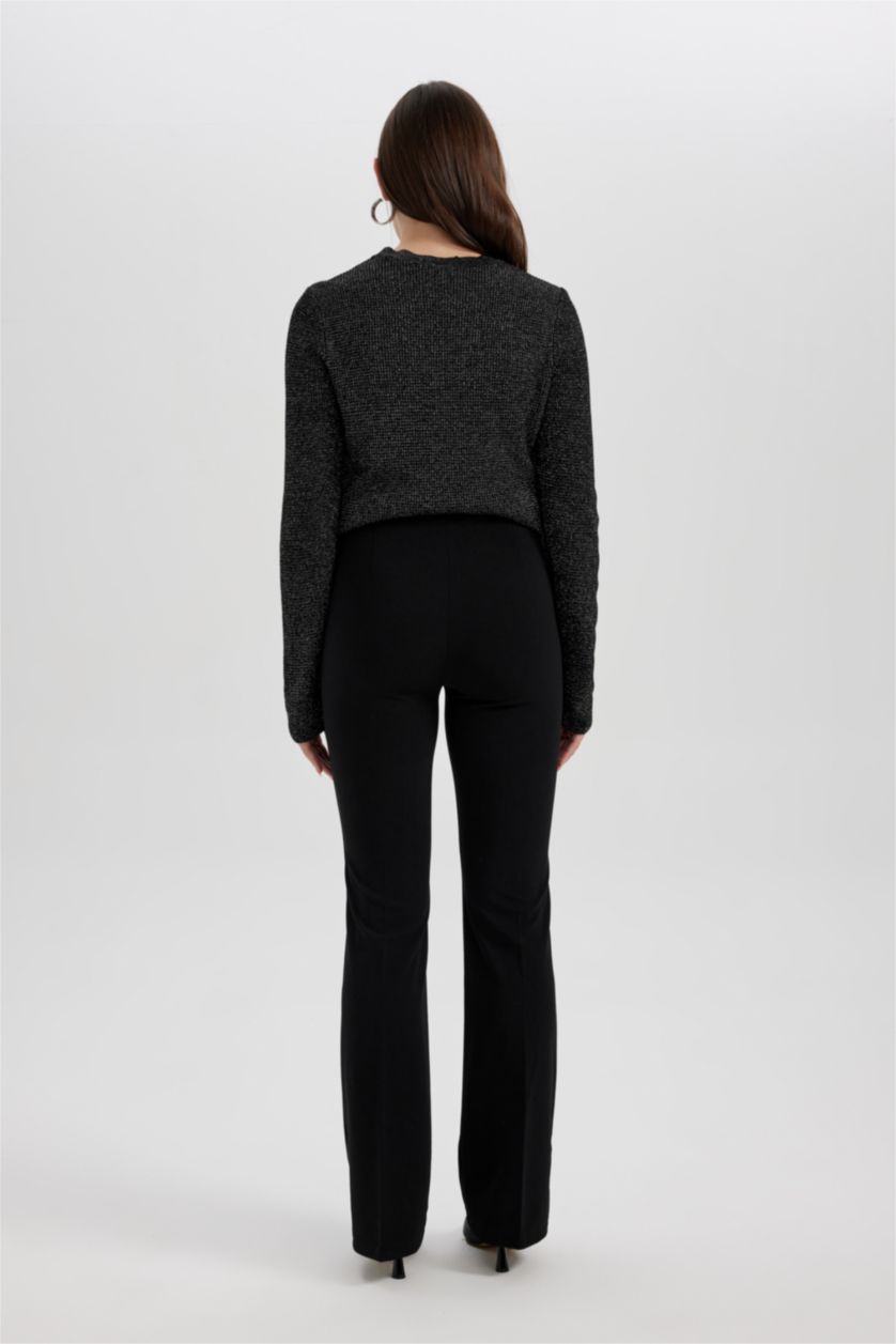 WOMAN Black İspanyol Paça Krep Pantolon