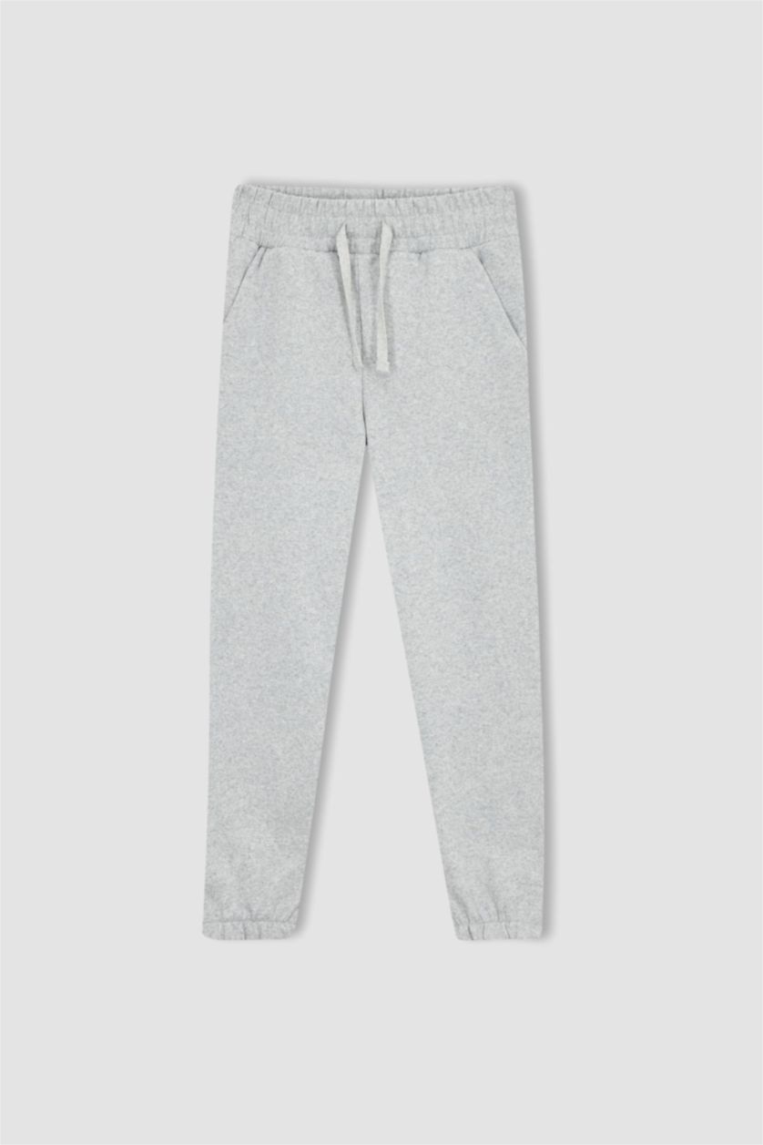GIRLS & TEENS Light Grey Melange Girl Jogger Tracksuit Bottom