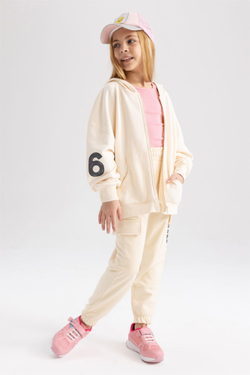 GIRLS & TEENS Ecru Girls Cargo Jogger Sweatpants