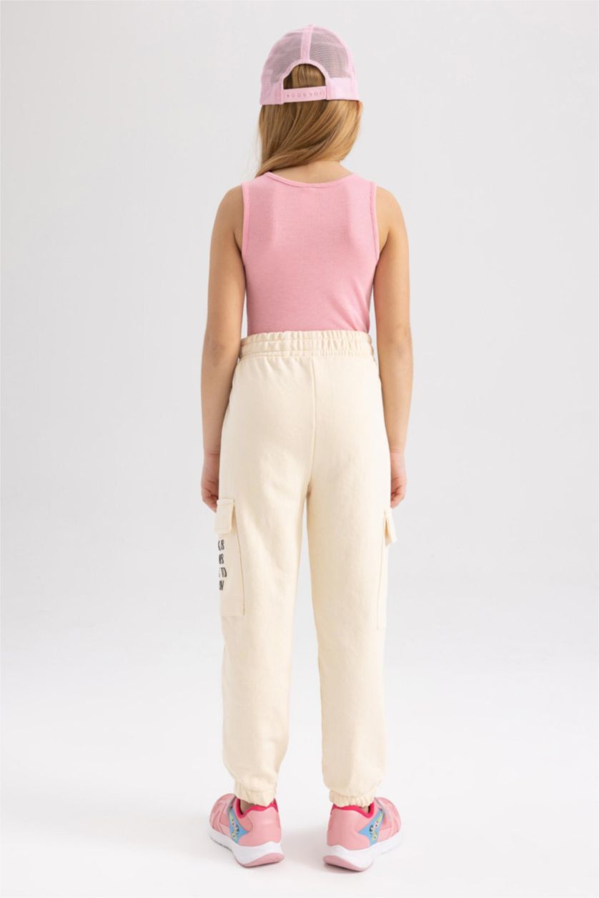 GIRLS & TEENS Ecru Girls Cargo Jogger Sweatpants