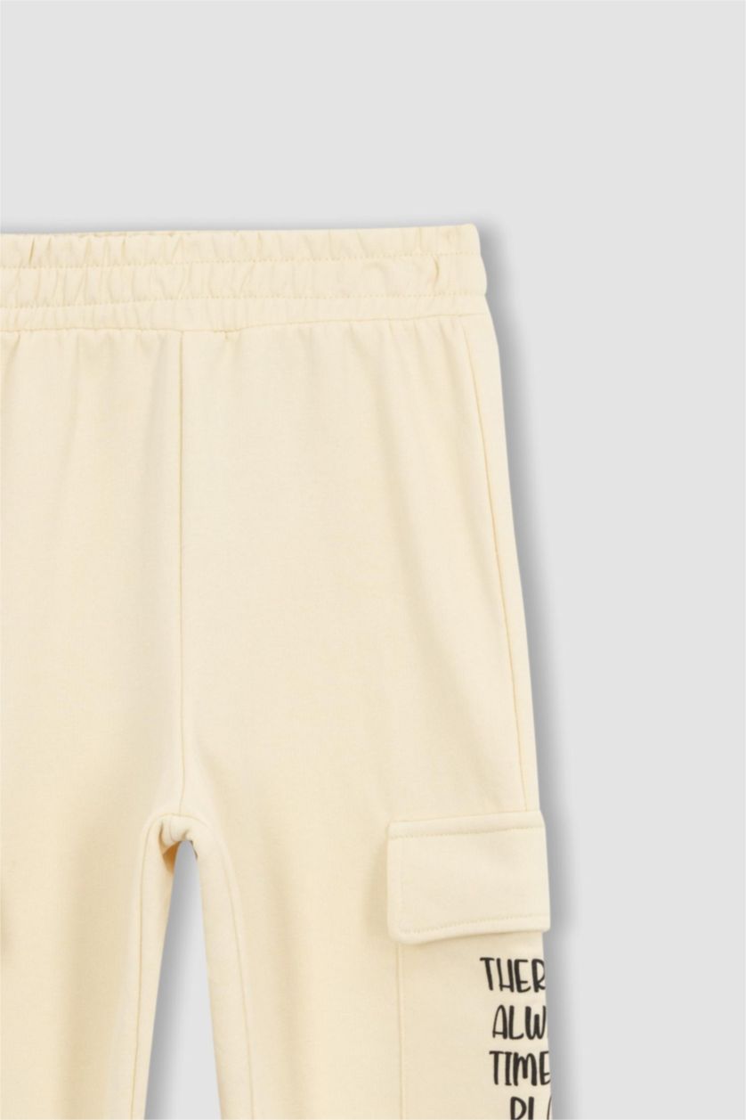 GIRLS & TEENS Ecru Girls Cargo Jogger Sweatpants