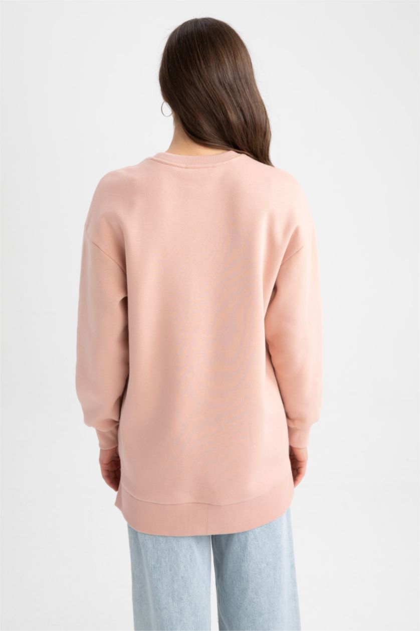 WOMAN Rose Relax Fit Crew Neck Slogan Long Sleeve Tunic