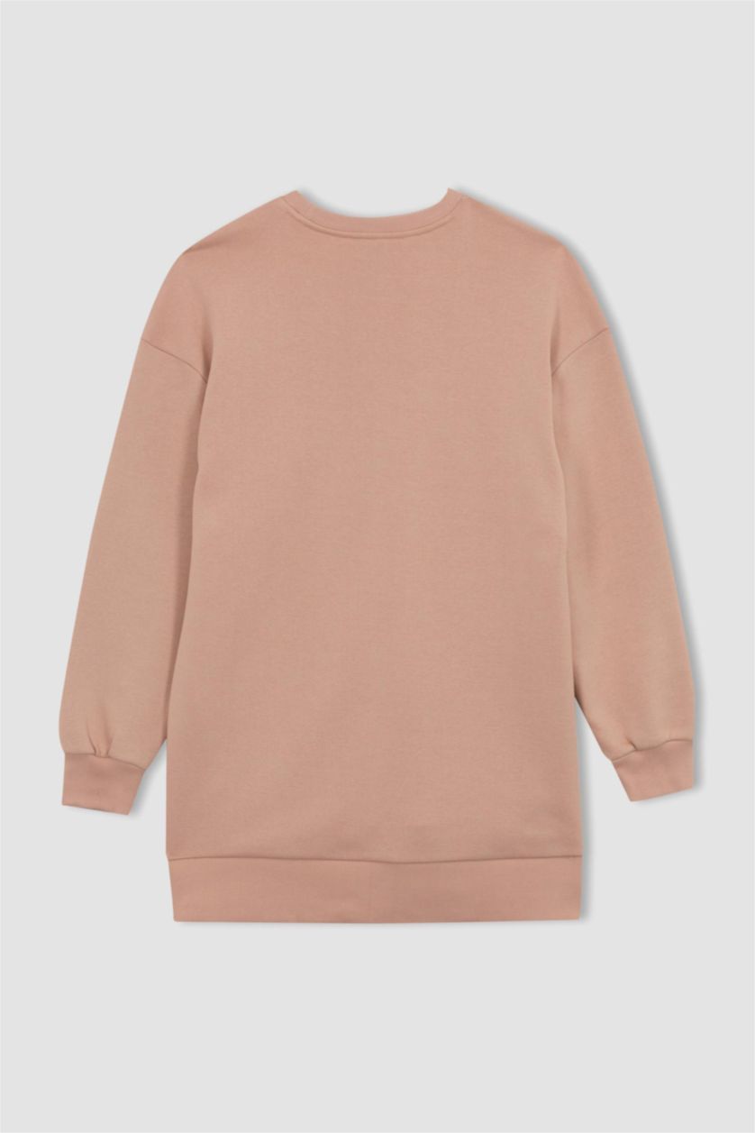 WOMAN Rose Relax Fit Crew Neck Slogan Long Sleeve Tunic