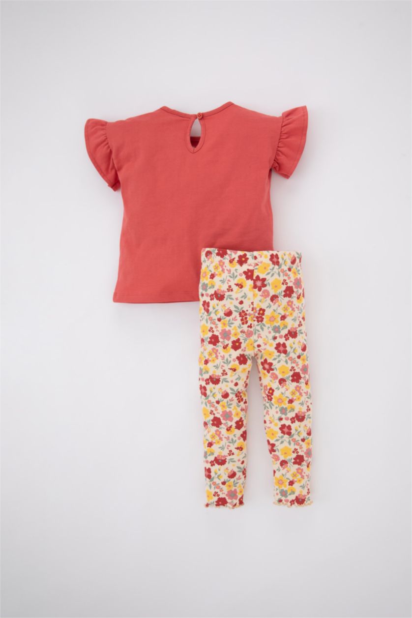 BABY GIRL Tile Baby Girl Floral Combed Cotton Short Sleeve T-Shirt Leggings 2-Pack Set