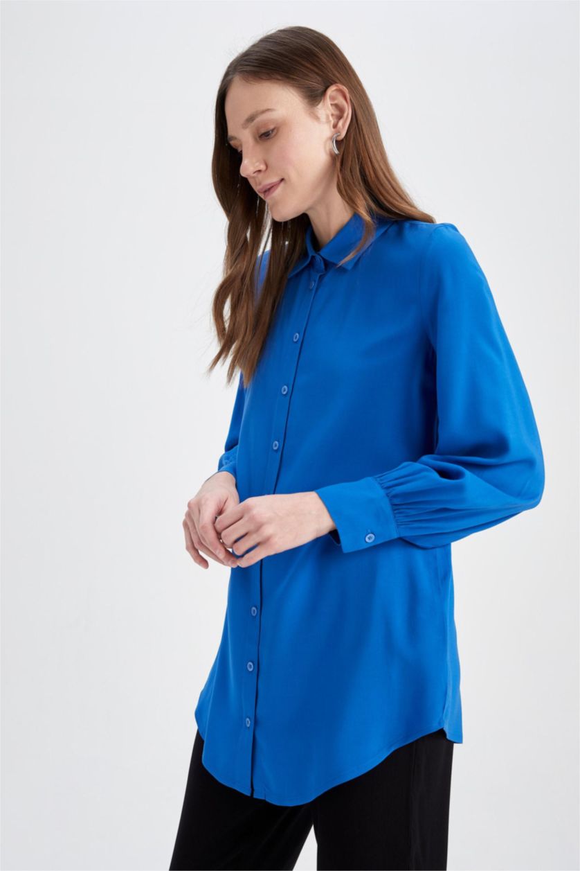 WOMAN Royal Regular Fit Shirt Collar Long Sleeve Tunic
