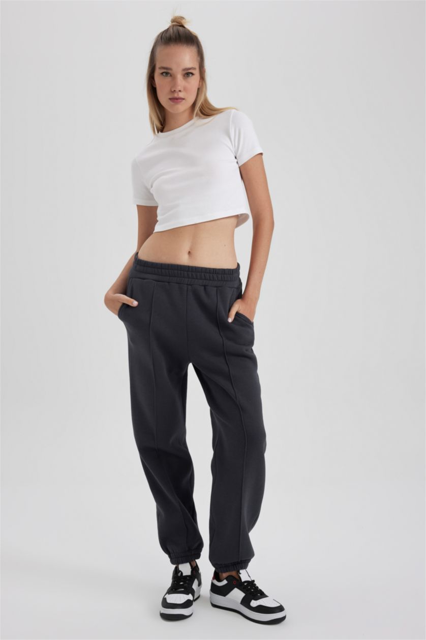WOMAN Anthracite jogger Thick Sweatshirt Fabric Trousers