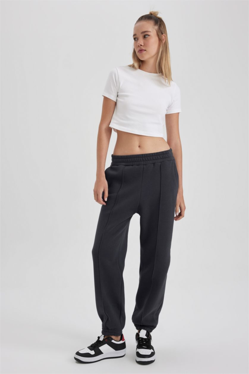 WOMAN Anthracite jogger Thick Sweatshirt Fabric Trousers