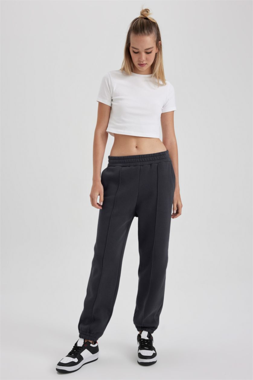 WOMAN Anthracite jogger Thick Sweatshirt Fabric Trousers