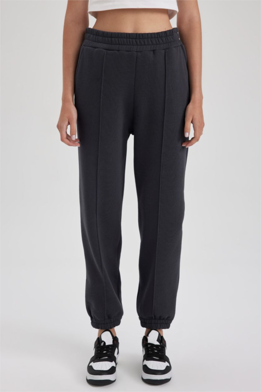WOMAN Anthracite jogger Thick Sweatshirt Fabric Trousers