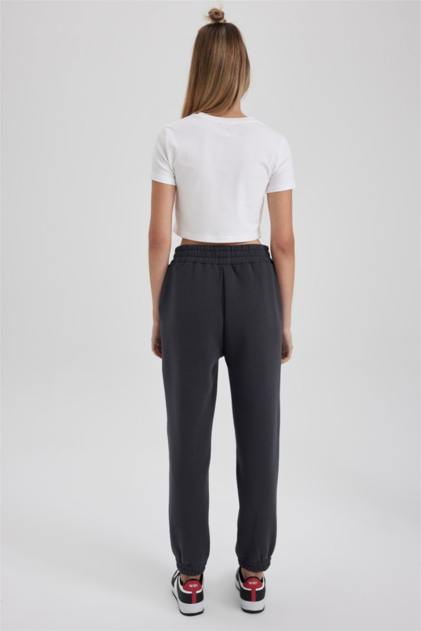 WOMAN Anthracite jogger Thick Sweatshirt Fabric Trousers