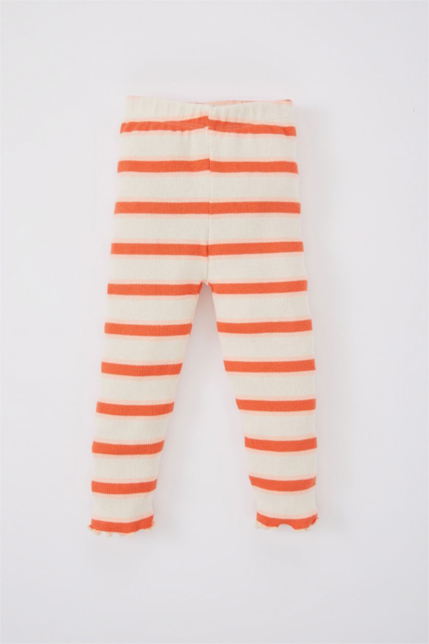 BABY GIRL Salmon Baby Girl Sweatshirt Striped Tights 2-Pack Set