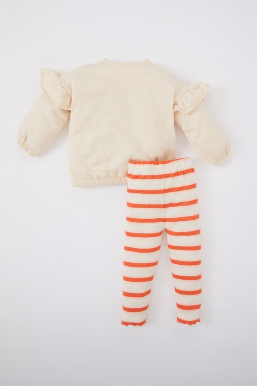 BABY GIRL Salmon Baby Girl Sweatshirt Striped Tights 2-Pack Set