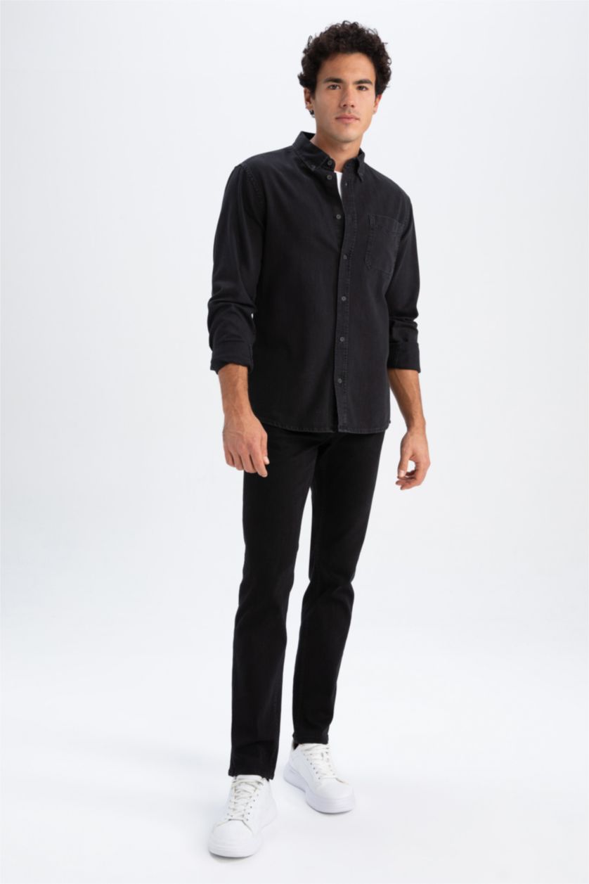 Ерлер қара слим пішімі Ұзын жеңді көйлек