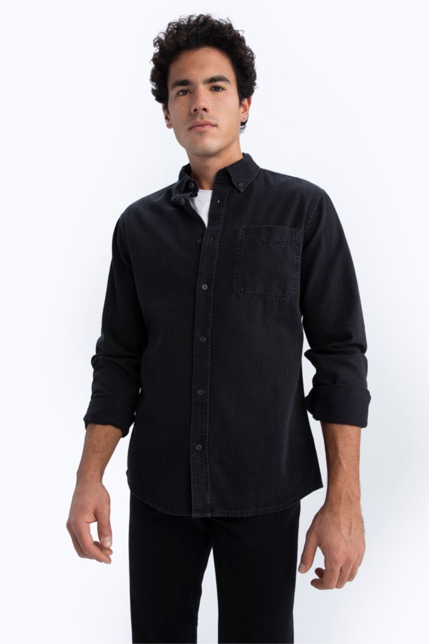 Ерлер қара слим пішімі Ұзын жеңді көйлек