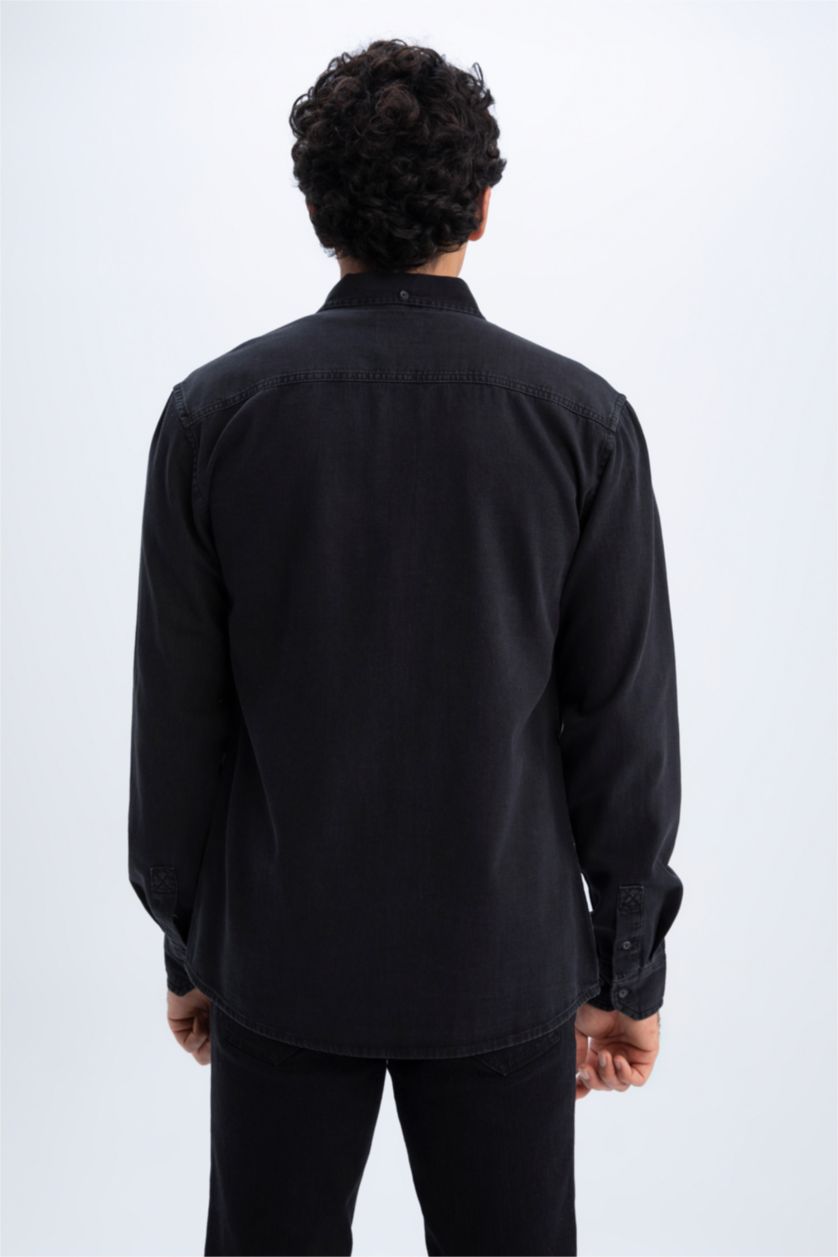 Ерлер қара слим пішімі Ұзын жеңді көйлек