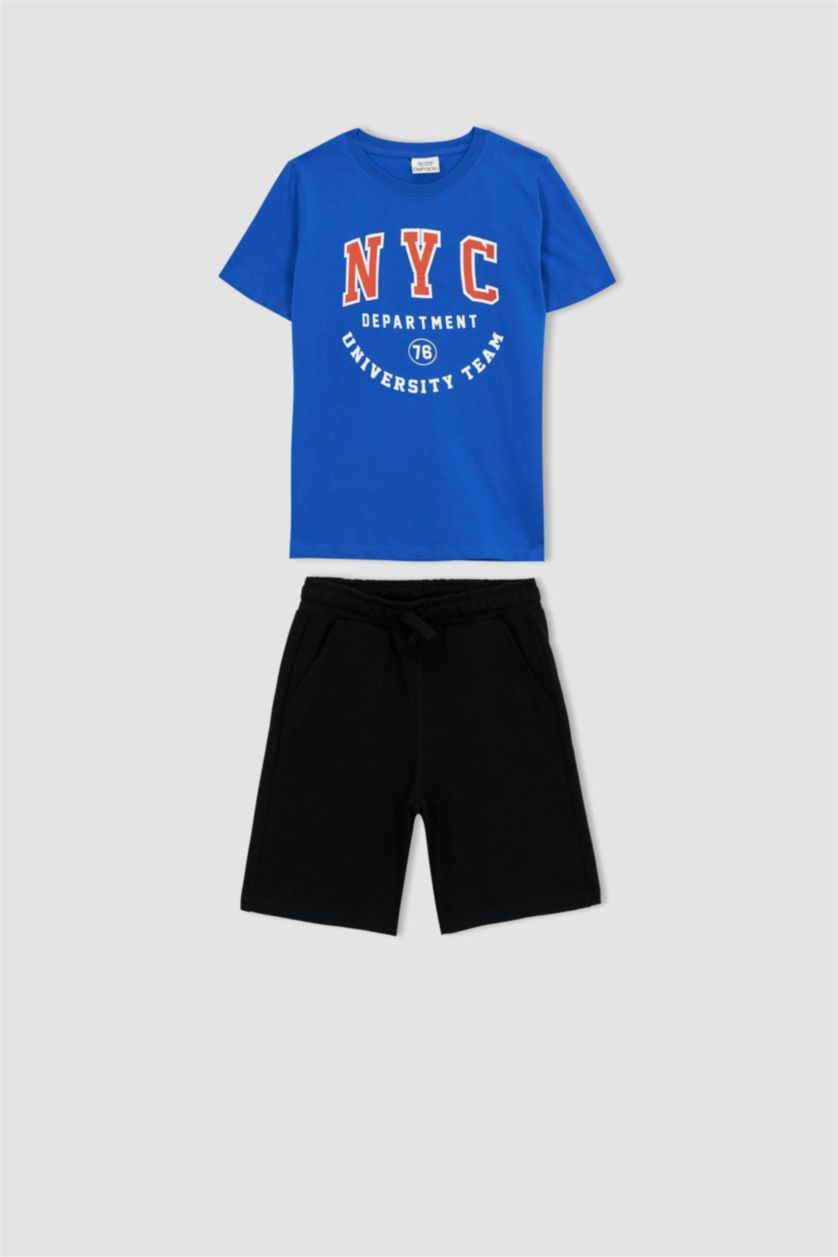 أولاد اللون الملكي سيت ولادي شورت تيشيرت - قطعتين