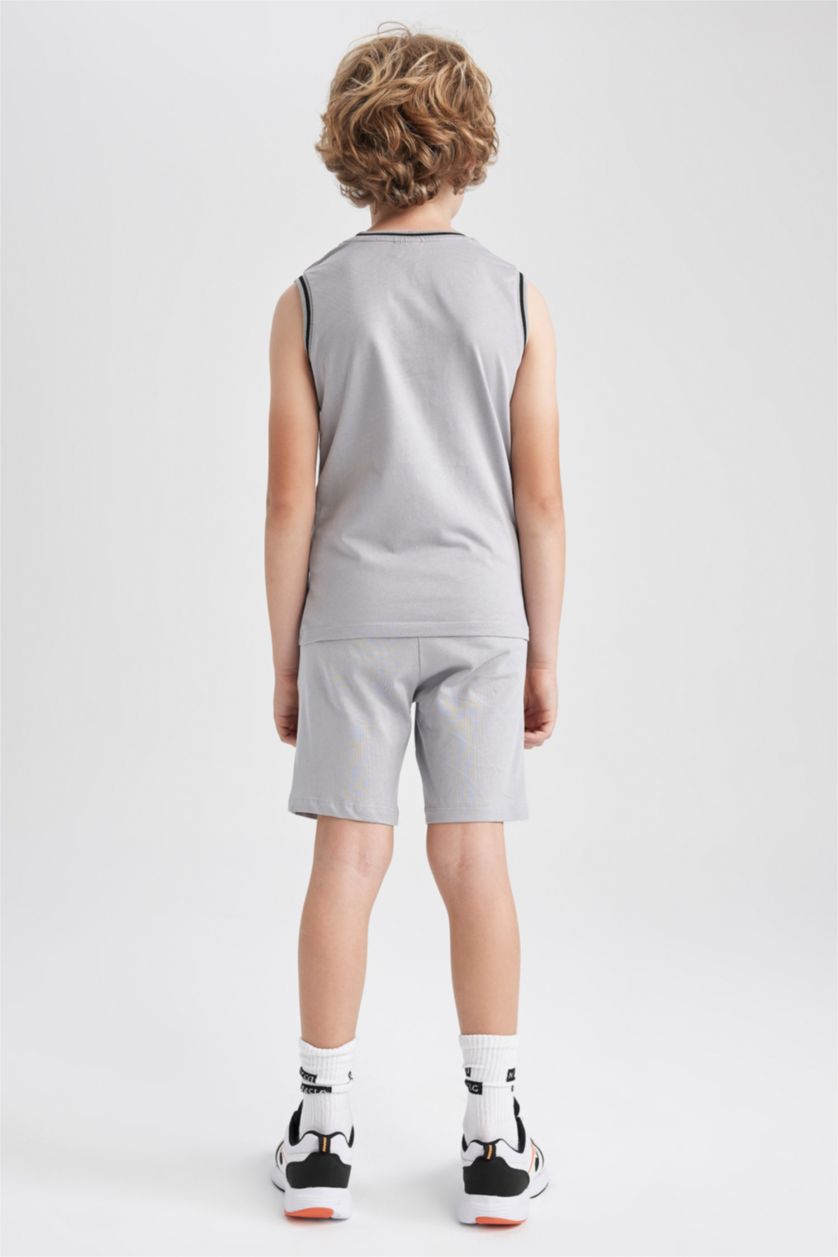 أولاد رمادي طقم ولادي شورت وفانيلة - قطعتين