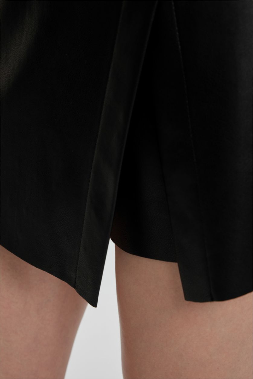 Женщины Черный Юбка-шорты из искусственной кожи