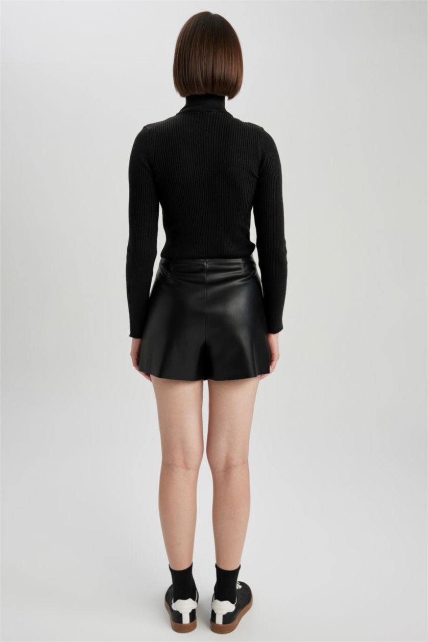 Женщины Черный Юбка-шорты из искусственной кожи