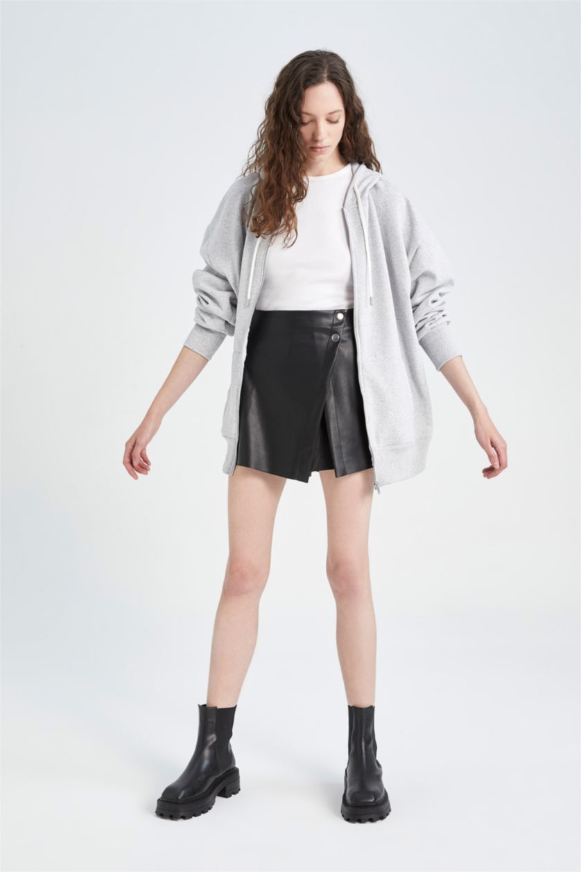 WOMAN Black Regular Fit Faux Leather