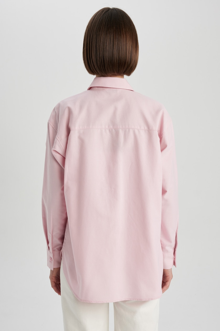 Pink Woman Oversize Fit Oxford Long Sleeve Shirt 2807447 | DeFacto