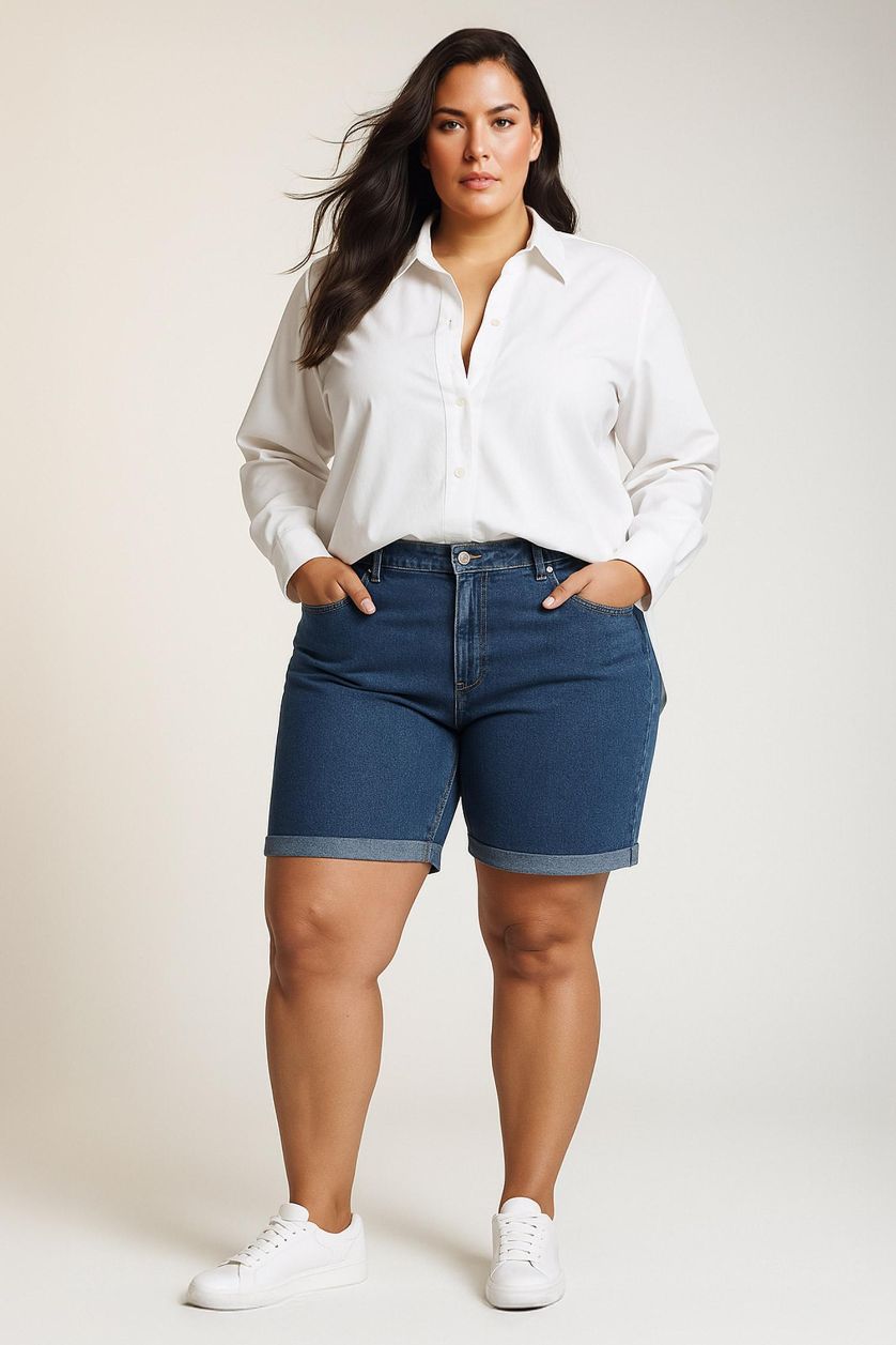 نساء اوف وايت قميص ردن طويل أوكسفورد اوفر سايز