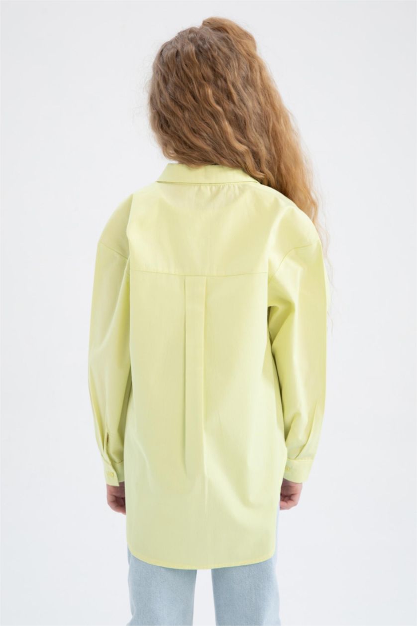 Дівчачий Світло зелений Сорочка з довгим рукавом з попліну для дівчаток