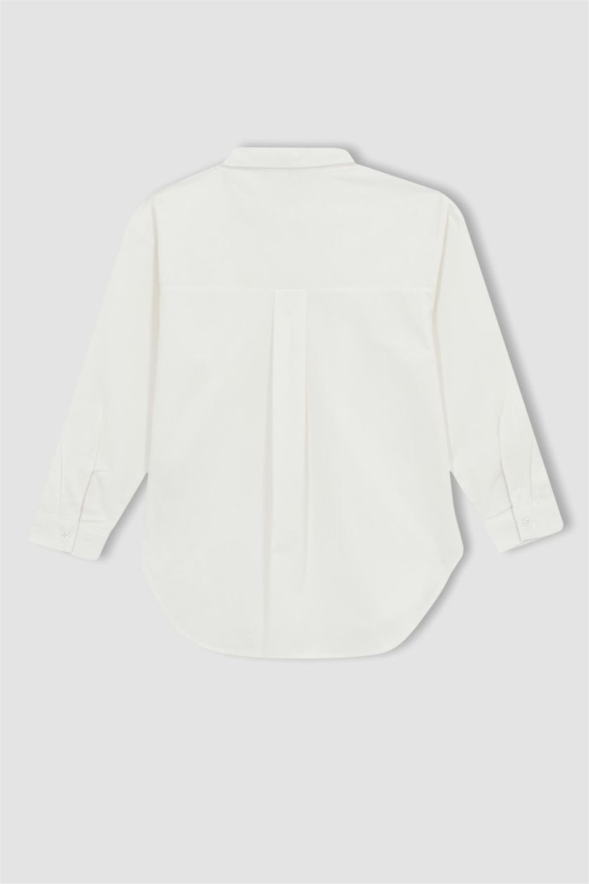 FILLES Blanc Chemise Oversize à Manches Longues en Popeline pour Fille