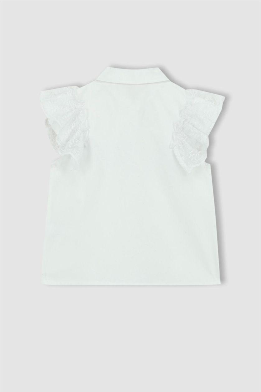 FILLES Blanc Chemise À Manches Courtes En Popeline Coupe Régulière Pour Fille