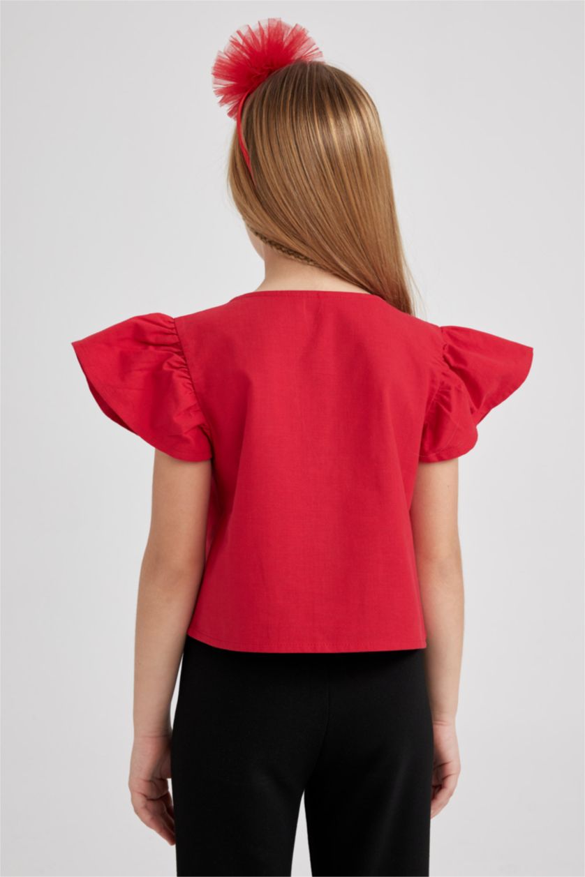 Девочки и подростки Красный Блузка с коротким рукавом для девочек, Школьная коллекция