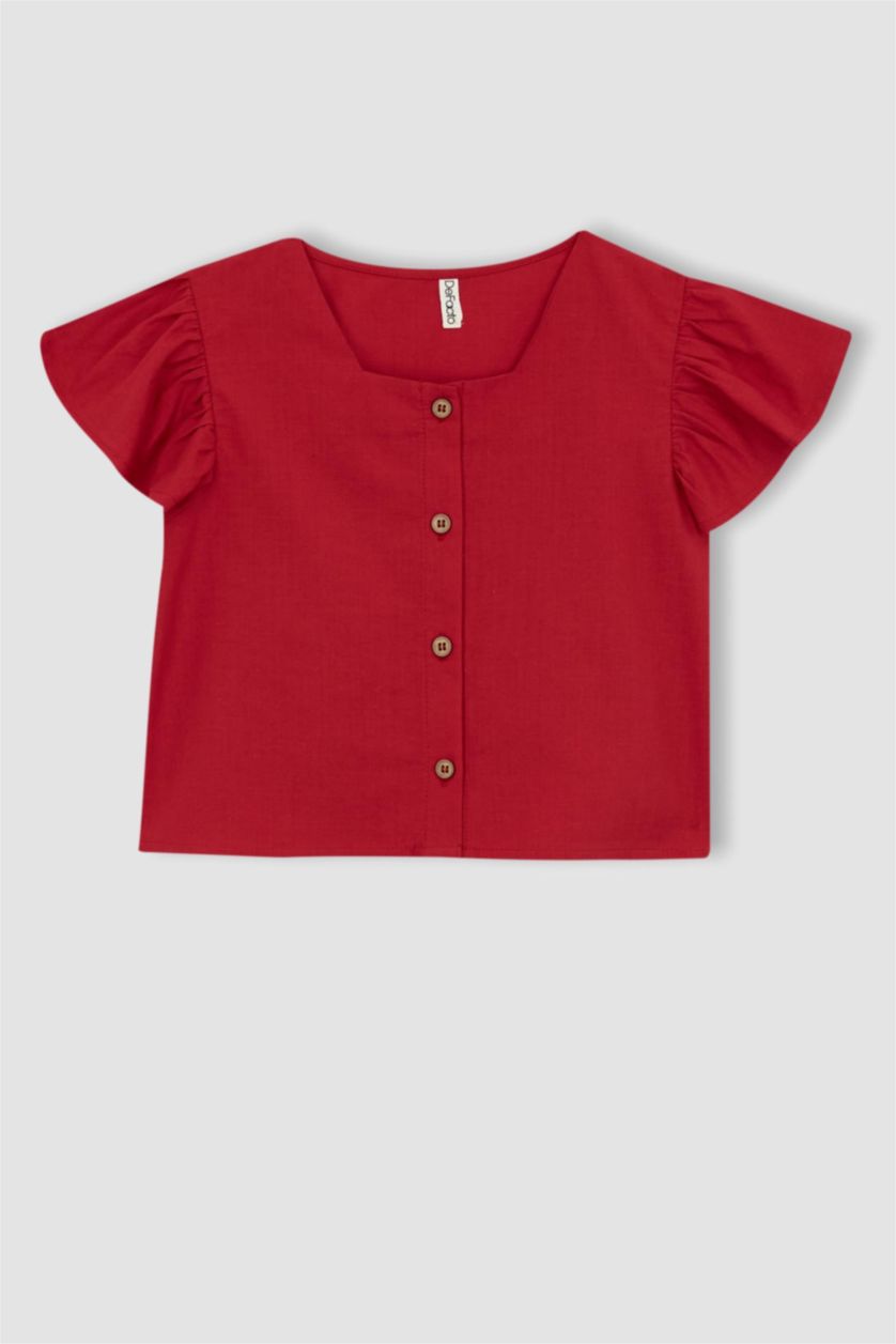 Девочки и подростки Красный Блузка с коротким рукавом для девочек, Школьная коллекция