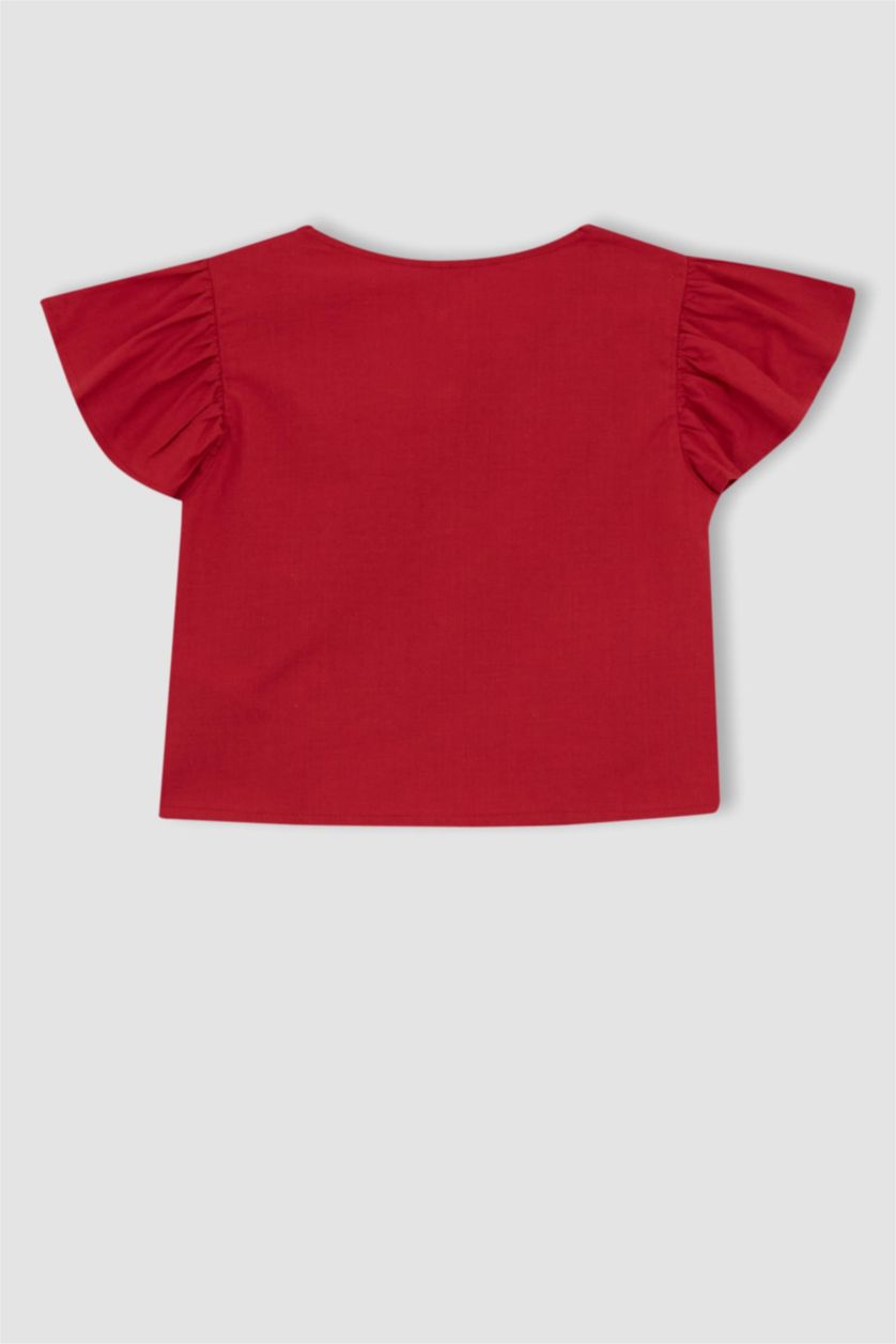 Девочки и подростки Красный Блузка с коротким рукавом для девочек, Школьная коллекция