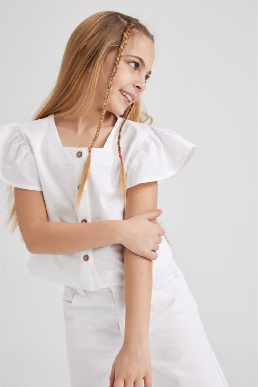 بناتي أبيض بلوزة بناتي نص كم