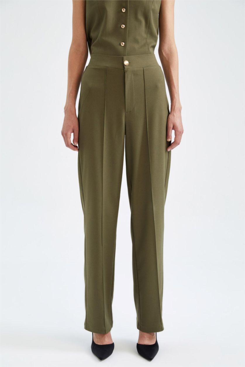 حريمي كاكي بنطلون وايد ليج برجل واسع بجيب من Sorbe X Defacto