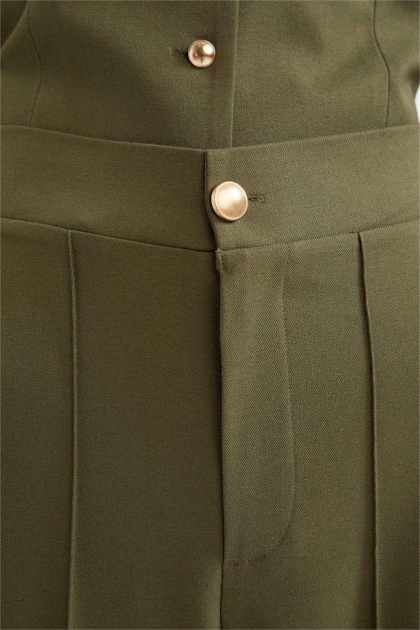 حريمي كاكي بنطلون وايد ليج برجل واسع بجيب من Sorbe X Defacto